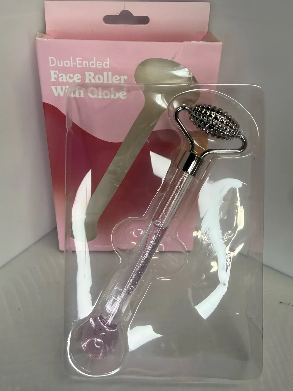 Dual-Ended Face Roller - Pink and Silver